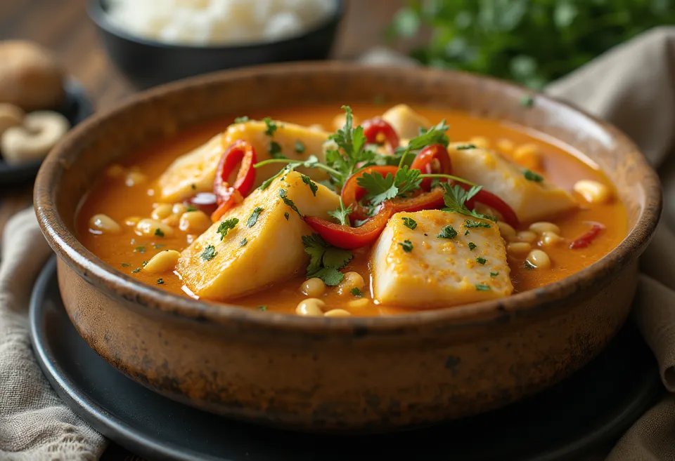 Fish Vatapá with ginger, with coconut milk and nuts