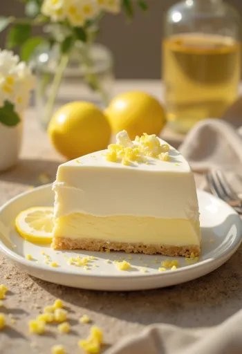 Lemon yoghurt cake decorated with fresh lemon slices