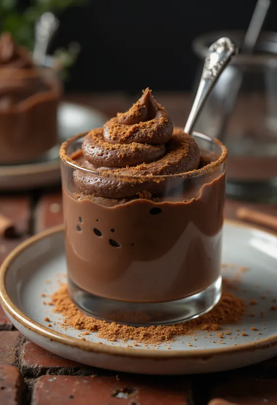 Cinnamon chocolate mousse in glasses