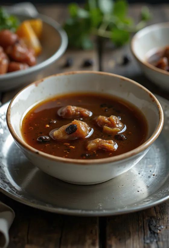 Adobo sauce served with grilled chicken and rice
