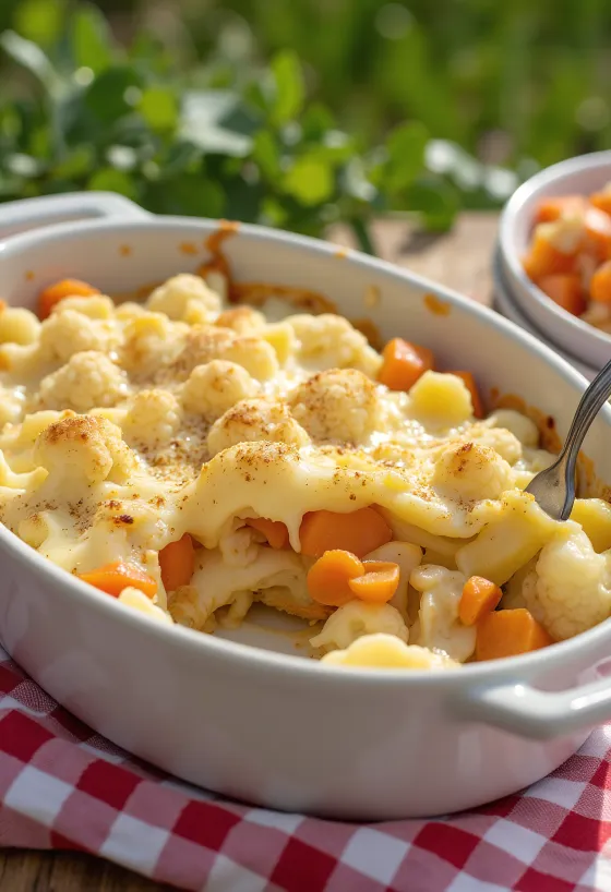 Cauliflower vegetable bake served