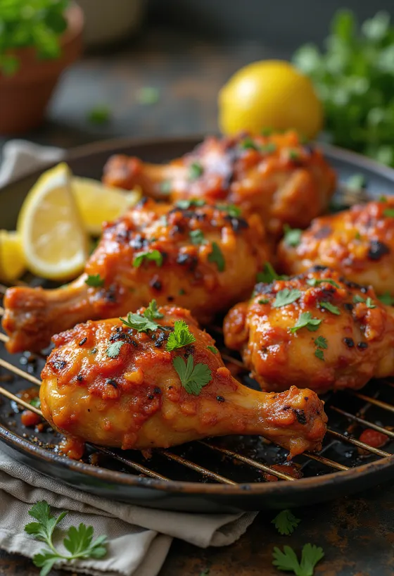 Peri-Peri Chicken, roasted spiced chicken with coriander and lemon