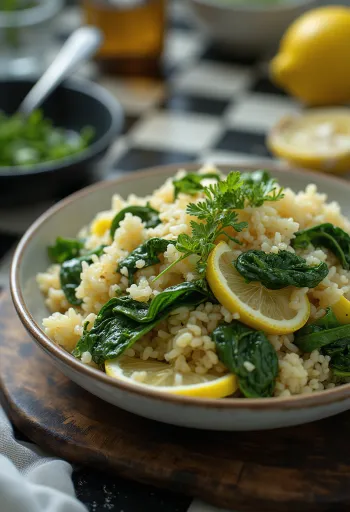 Spinach rice served