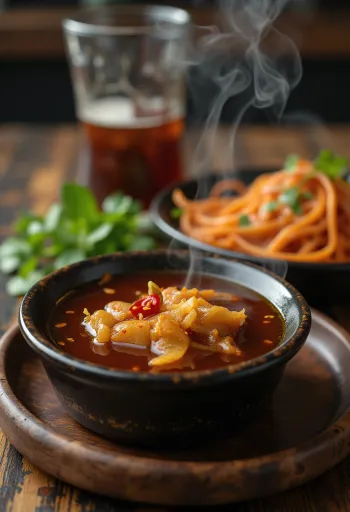 Caramelised fish sauce served with fried fish