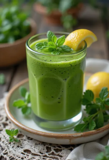 Fresh vegetable smoothie served in a glass