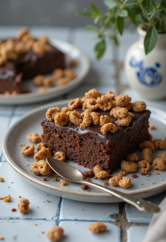 Chocolate crunch cake with crunchy cereal