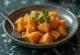 Boiled sweet potato with chilli, spicy vegetable dish with coriander