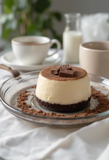 Coffee panna cotta cake served in slices