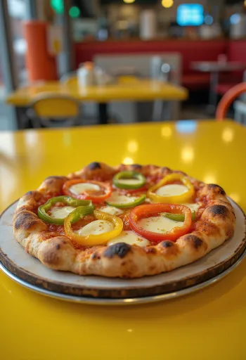 Freshly baked roasted pepper pizza