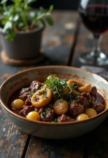 Boeuf Bourguignon served with mashed potatoes
