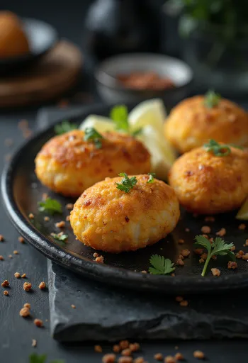 Golden fried tofu fritters on a plate