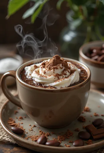 Hot chocolate decorated with whipped cream
