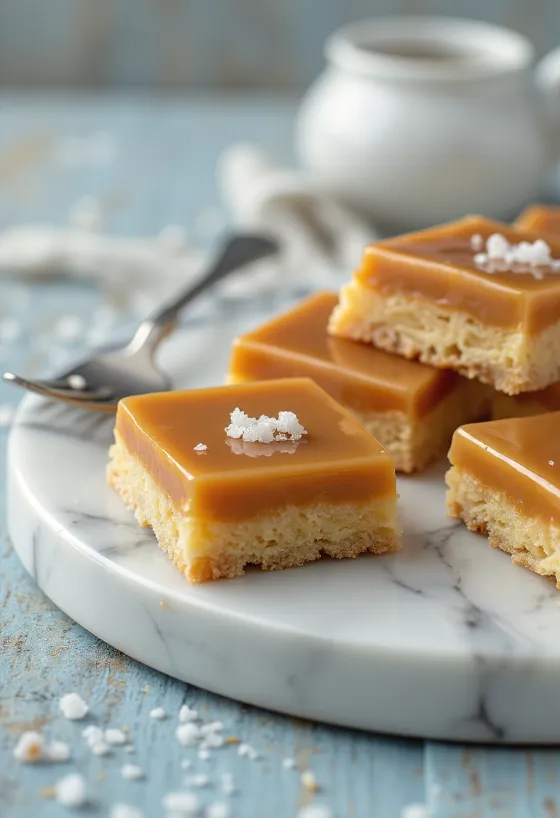Caramel slice served
