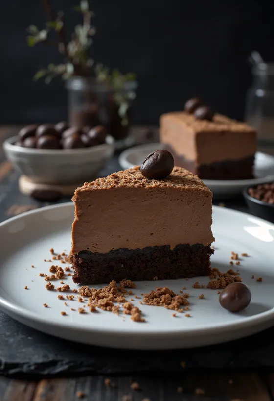 Coffee and chocolate mousse cake with decoration