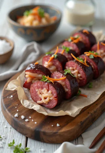 Korean sundae, with pork and rice noodles