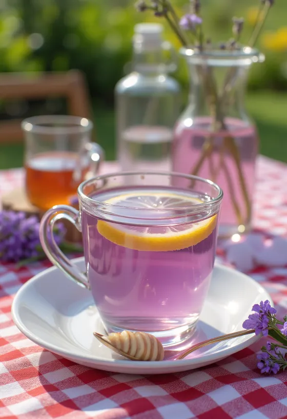Lavender tea freshly served