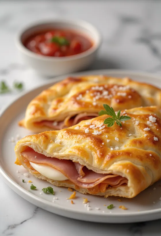 Freshly baked Italian Ham Calzone