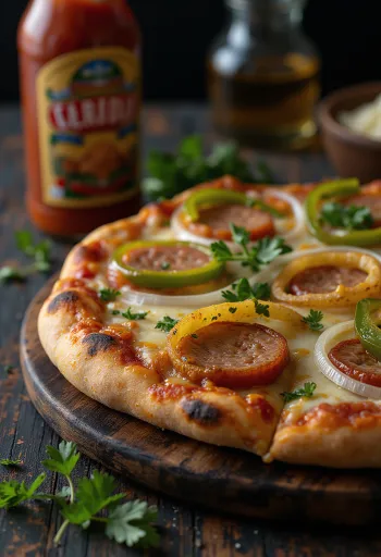 Pizza Carioca with Brazilian cheese and smoked sausage
