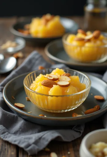 Suji ka Halwa with rich spicy flavours, roasted nuts and rose water.