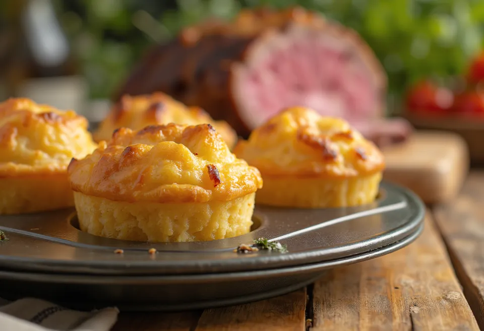 Yorkshire pudding with rosemary, served fresh