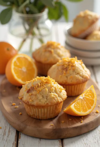 Cinnamon orange muffins in golden brown serving