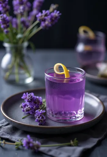 Lavender liqueur served in a bottle