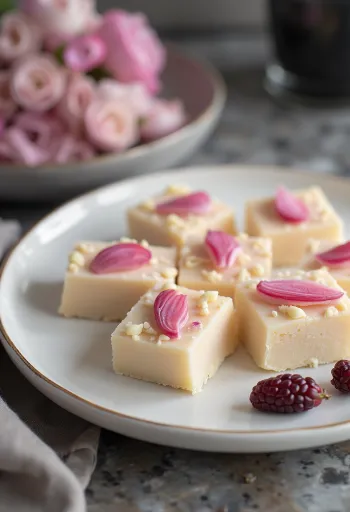 Rose Barfi served with almonds and saffron flavour