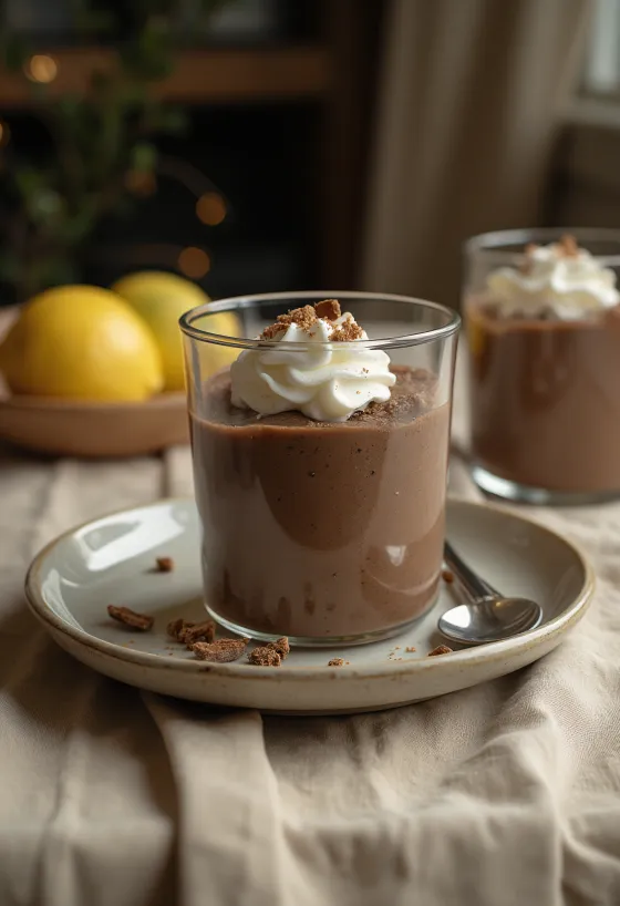 Lemon and chocolate mousse served in glasses