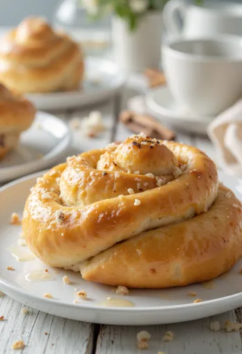 Swedish Cinnamon & Vanilla Buns, fresh and golden brown cinnamon rolls