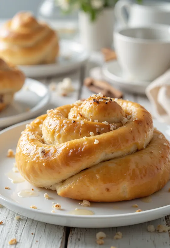 Swedish Cinnamon & Vanilla Buns, fresh and golden brown cinnamon rolls