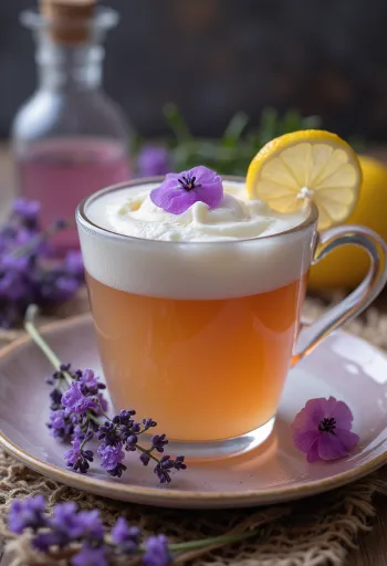 Lavender cider served in a glass