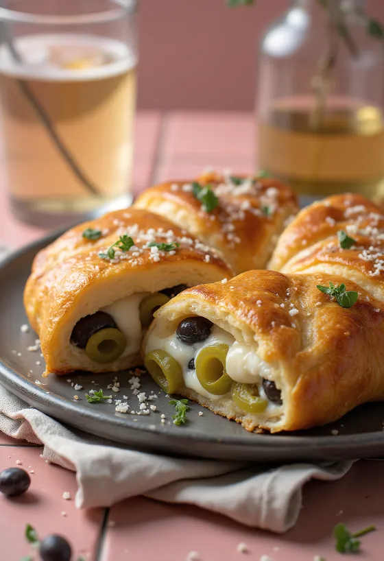 Freshly baked Olive & Parmesan Calzone