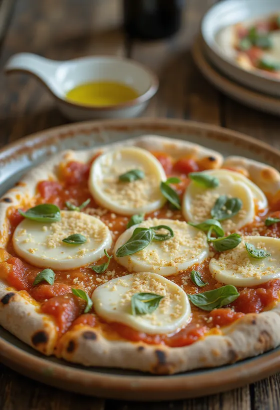 Pizza Cilentana with mozzarella di Bufala and provolone cheese