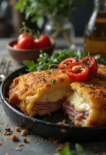 Cachopo served with chips and lemon