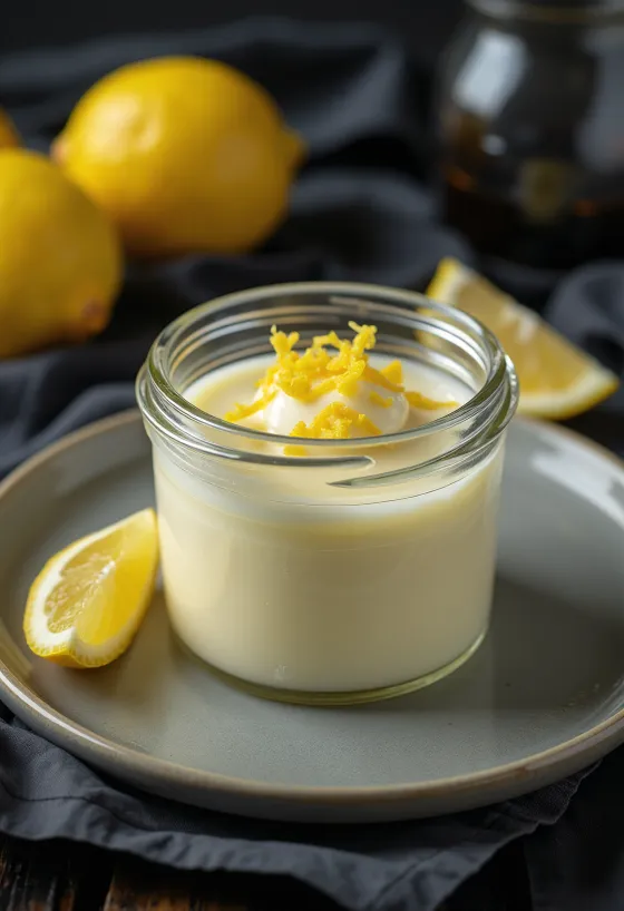 Lemon panna cotta served on a plate