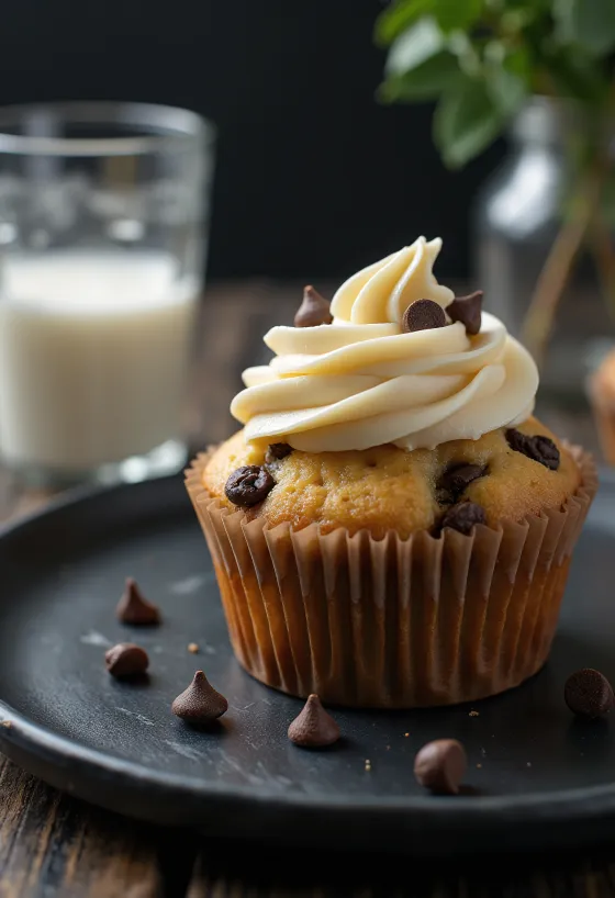 Chocolate chip cupcakes served