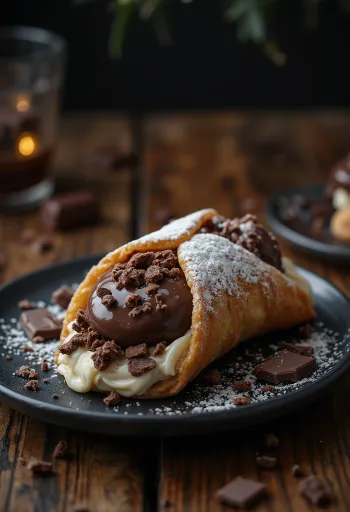 Chocolate cream cannoli served
