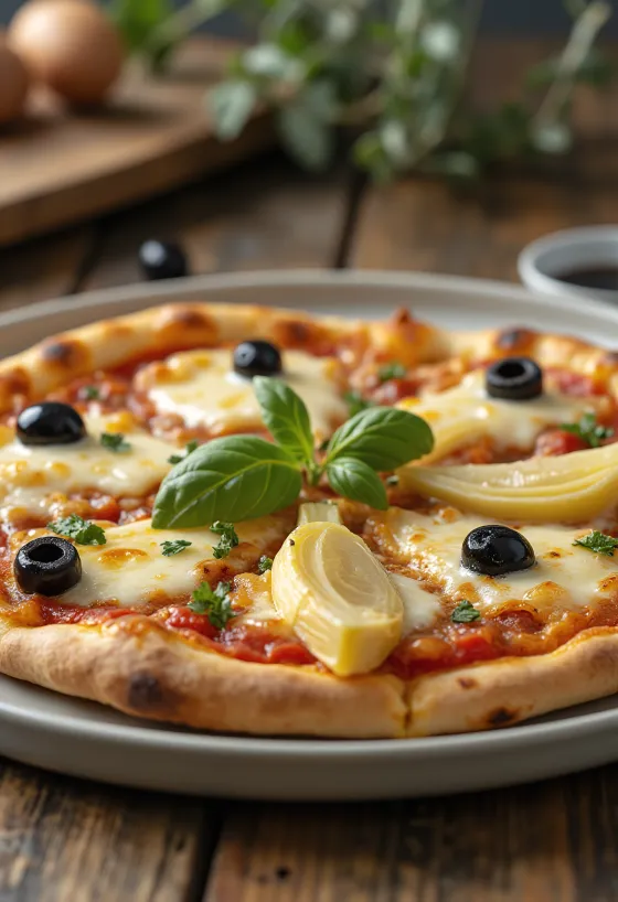 Pizza ai Carciofi e Olive with artichoke and olives