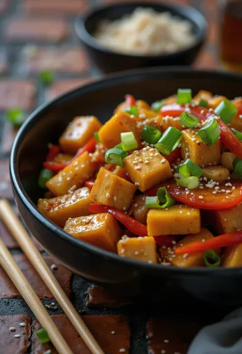 Butternut squash wok with tofu served