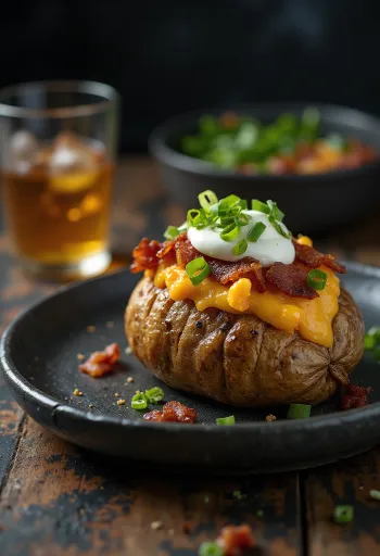 BBQ grilled loaded potato skins served