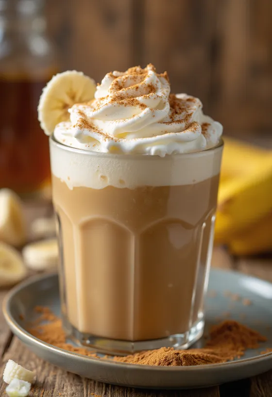 Banana rum frappé in a glass
