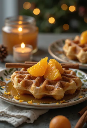 Christmas waffle with gingerbread spices and orange zest