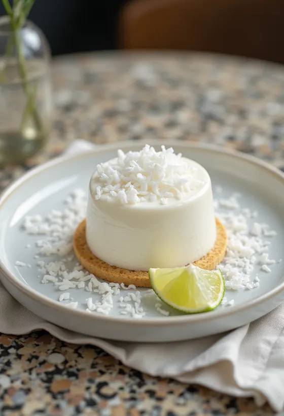 Coconut panna cotta cake served elegantly