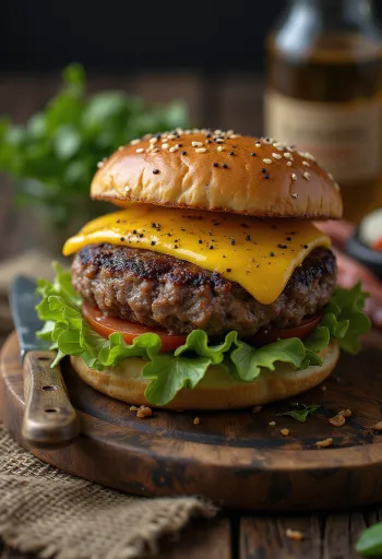 Beef & Black Pepper burger served