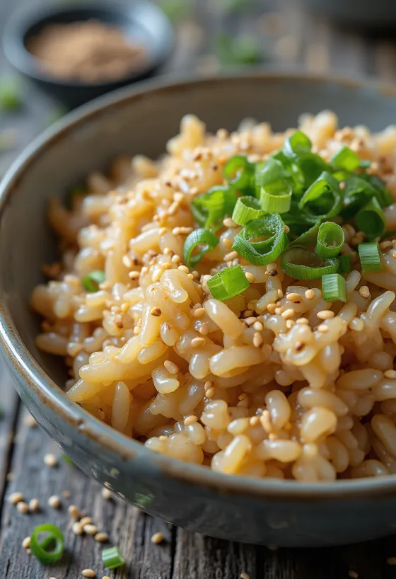 Soy sauce rice served
