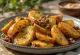 BBQ grilled roast potatoes with walnuts served