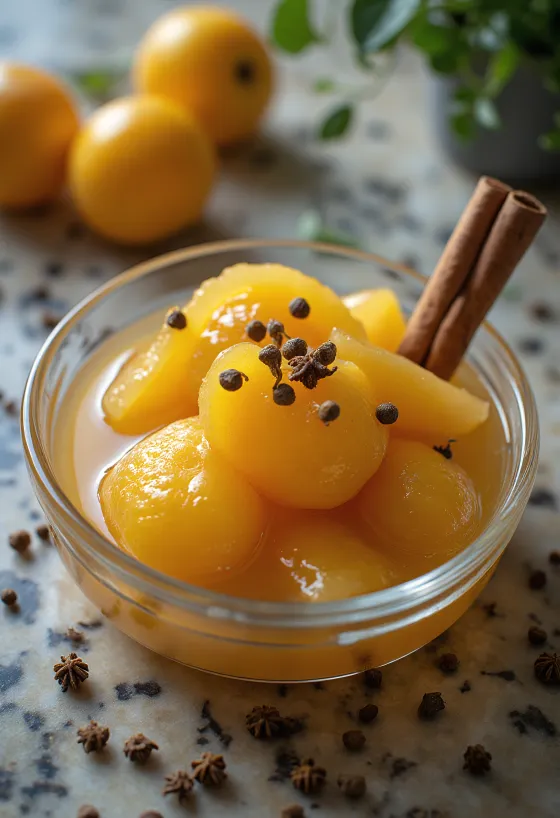 Quince compote flavoured with cinnamon and cloves