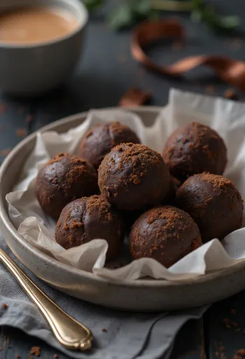 Chocolate truffles served
