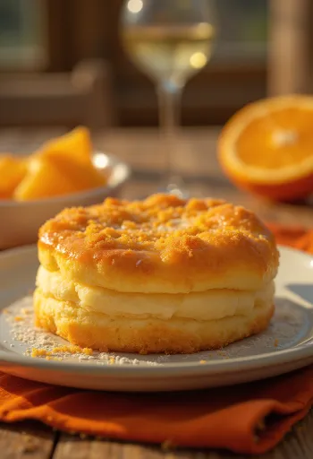 Eccles cake with orange marmalade, in crisp pastry, served with fruity filling