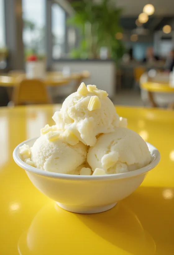 Homemade white chocolate sorbet creamy dessert
